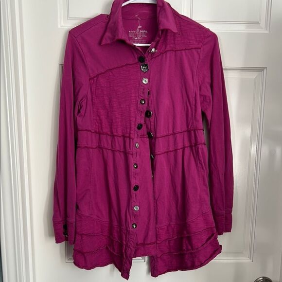 Neon Buddha fuchsia Purple Button-Up Jacket medium - Picture 2 of 6